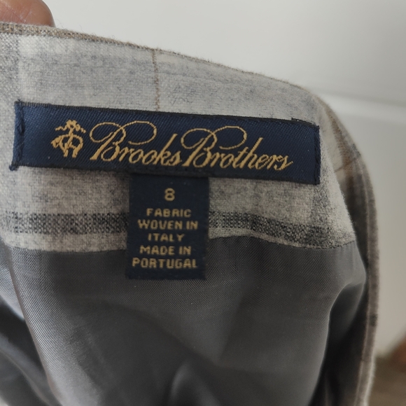 Brooks Brothers windowpane stretch wool cashmere fluted Women's skirt Size 8 - Picture 4 of 10
